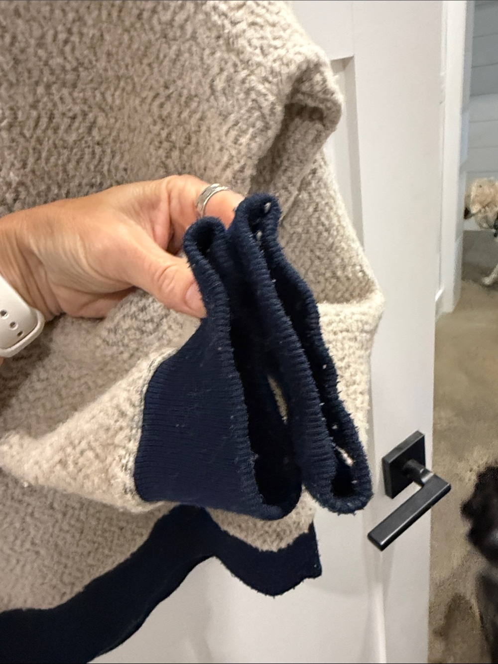 Patagonia Women’s Cream Zip-Up Fleece with Navy Trim - Picture 3 of 5